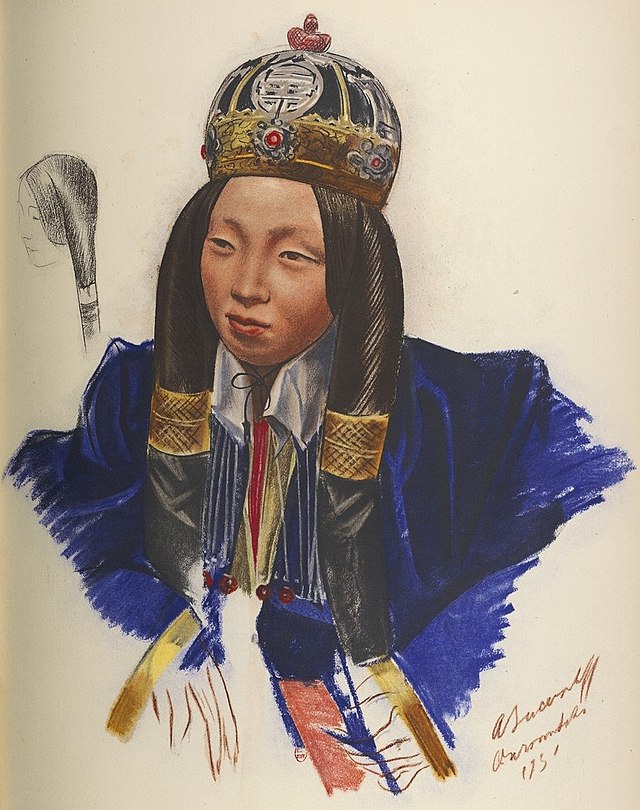 La Princesse Nirjidma peinte par Alexandre Iacovleff à Urumchi, en 1931, lors de la Croisière Jaune