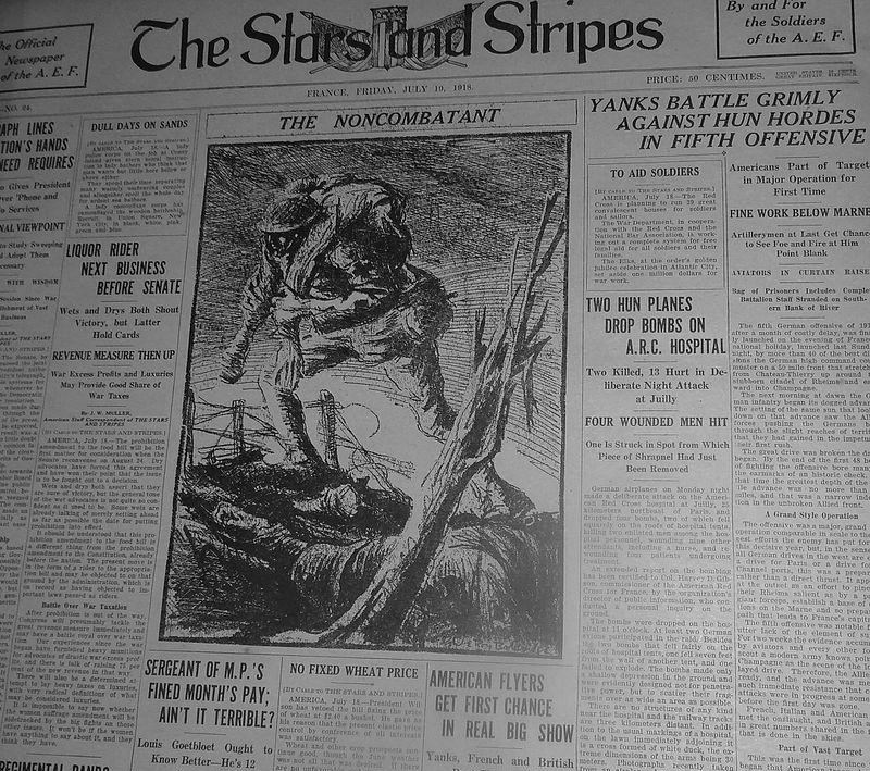The Stars and Stripes du 18 juillet 1918 avec en couverture un dessin de Baldridge