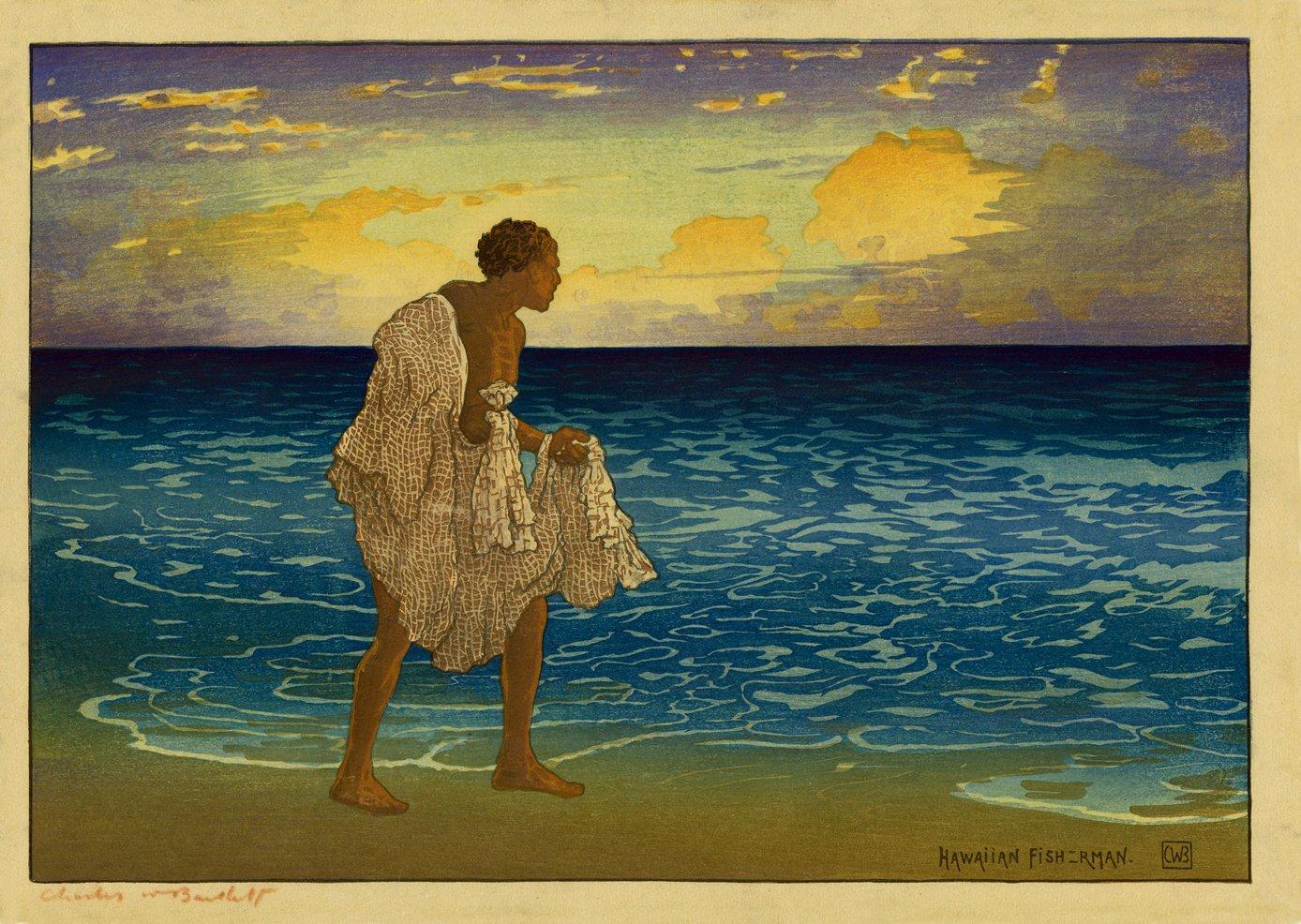 Hawaiian Fisherman, 1919, « Eager and watchful, he awaits his prey » (CWB)