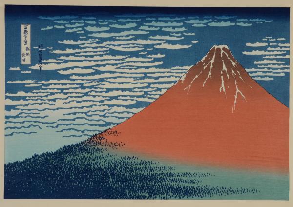 Hokusai, Montagne par temps clair, le Fuji rouge, 1831