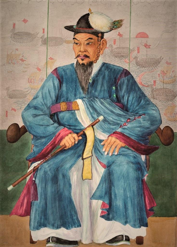 Portrait du célèbre amiral coréen Yi Sun-sin (1545-1598), aquarelle attribuée récemment à Elizabeth Keith