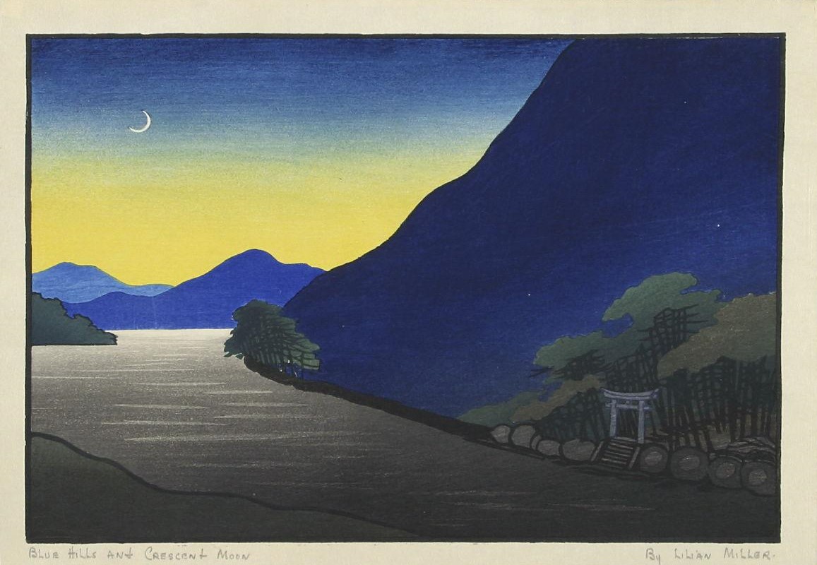 Blue hills and crescent moon, 1934-1935