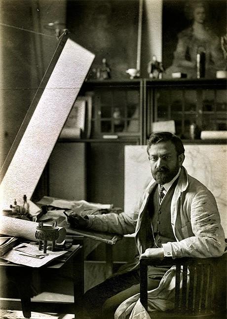 Emil Orlik dans son atelier à Berlin en 1909