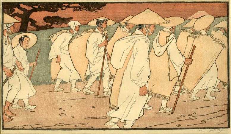 Fuji Pilger, gravure sur bois, 1901
